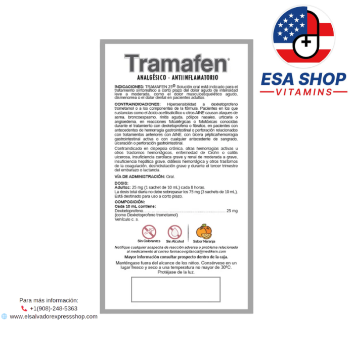 TRAMAFEN 25Mg X 10 SACHETS DE 10Ml - Imagen 2